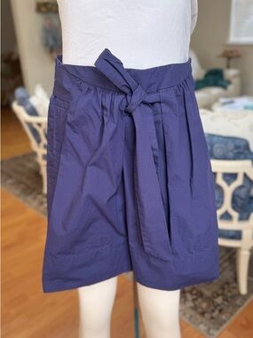 High-Waist Tie-Waist Mini Skirt - Navy